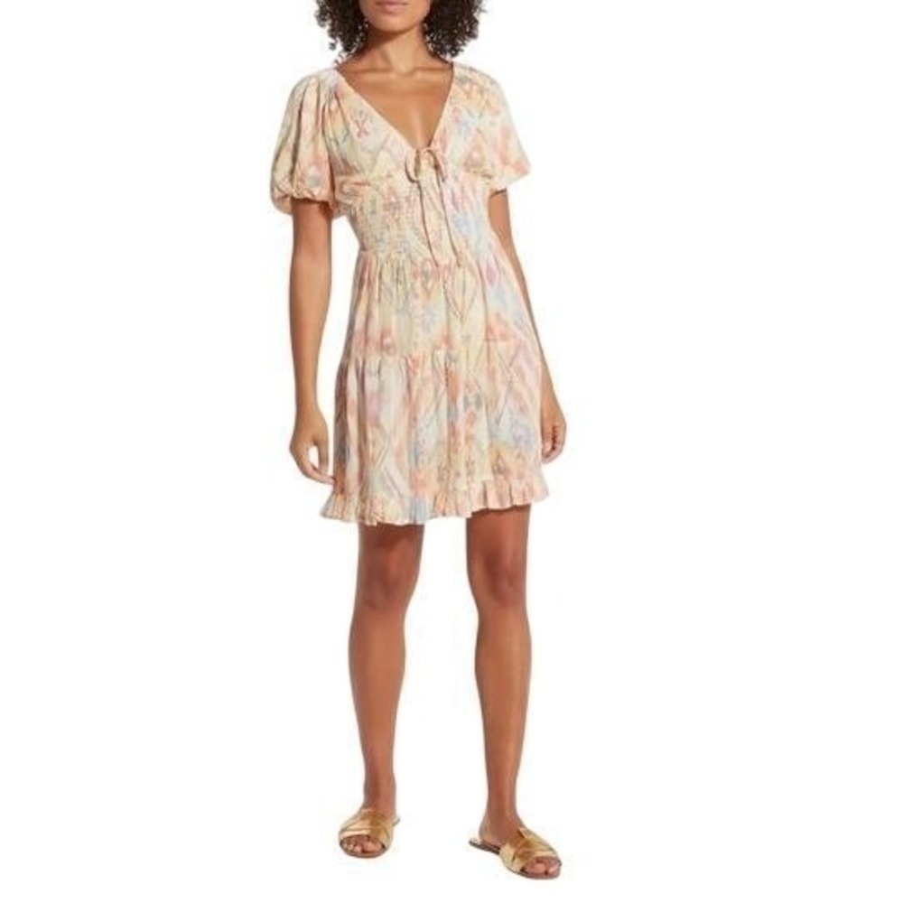 WISHLIST APPAREL Floral Open Back Tiered Mini Dress Multicolor Women Large NWOT - Picture 2 of 8
